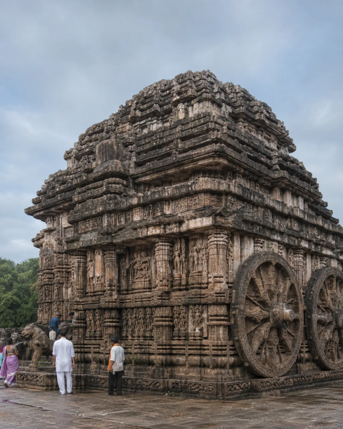 Illustration of carved stone temple architecture